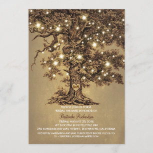 Invitation vintage vieux chêne douche nuptiale rustique