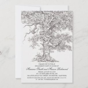 Invitation Vintage vieux chêne rustique ENGAGEMENT PARTI