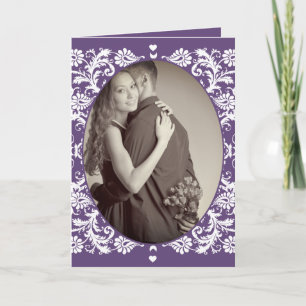 Invitation Vintage violet victorien Floral Mariage damassé