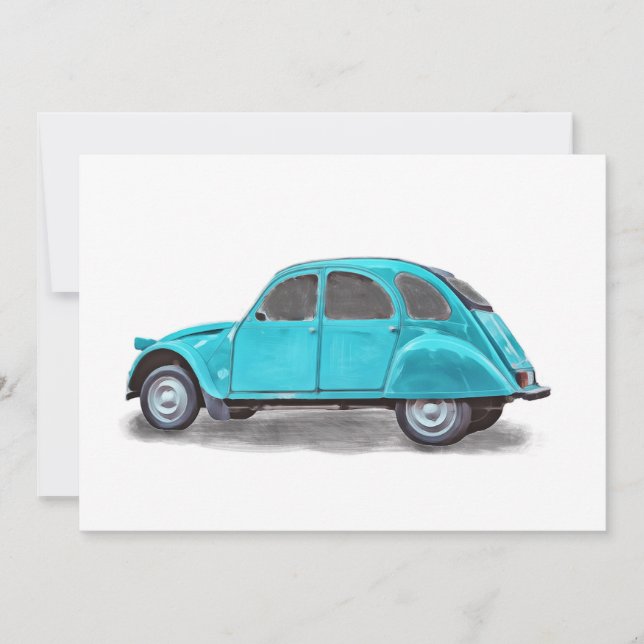 Invitation Vintage voiture peinture minimale (Devant)