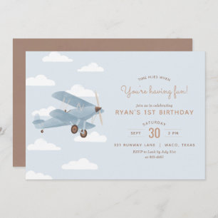 Invitation Vintage voyage Biplane Boy Fête d'anniversaire