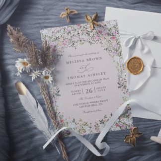 Invitation Vintage Watercolor Garden Gate QR Code Wedding