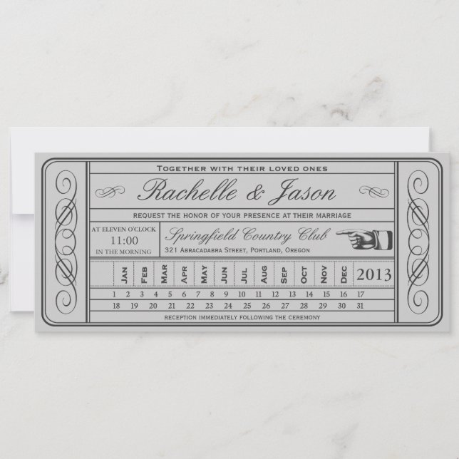 Invitation Vintage Wedding Ticket II Punchout (Devant)