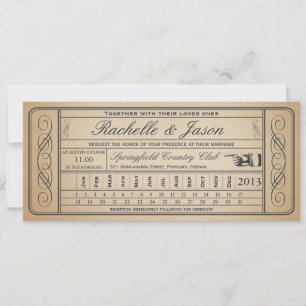 Invitation Vintage Wedding Ticket II Punchout Custom 1
