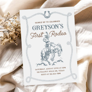 Invitation Vintage Western Cowboy Premier Rodéo 1er Anniversa
