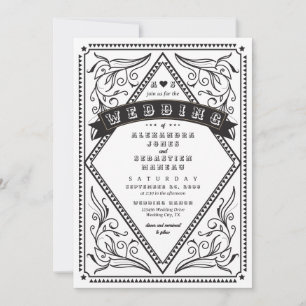 Invitation Vintage Western Pays QR Code Rustique Mariage