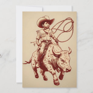 Invitation Vintage Western Ride Fier petit cow-boy