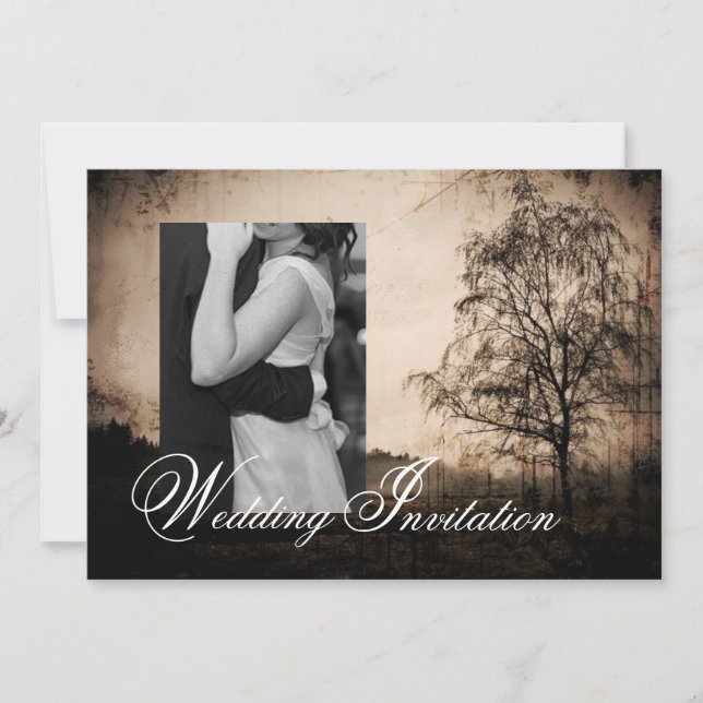 Invitation vintage Western Rustic Mariage campagna (Devant)