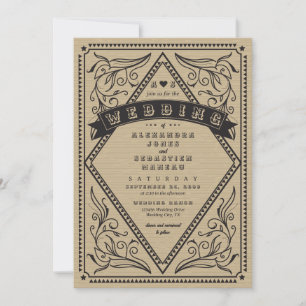 Invitation Vintage Western Rustic Pays Mariage de code QR