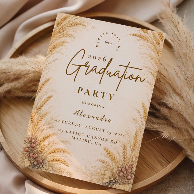 Invitation Vintage Wheat Field Graduation Party (Créateur téléchargé)