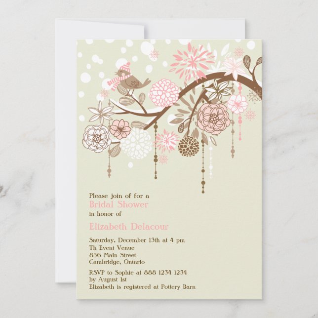 Invitation vintage Whimsical Winter Bridal Shower (Devant)