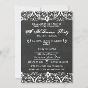Invitation Vintage White Spider Lace Halloween Party