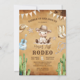 Invitation Vintage Wild West Mon premier rodéo Cowboy Anniver