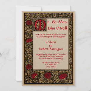 Invitation Vintage William Morris Kelmscott Press Floral Rose