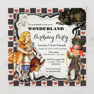 Invitation Vintage Wonderland fête d'anniversaire