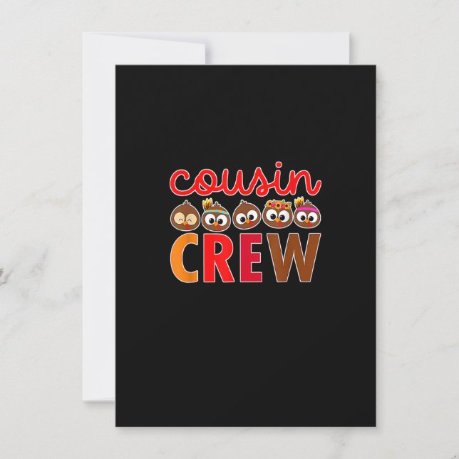 Invitation Vintge Cousin Crew Drôle Turquie Thanksgiving Fami (Devant)