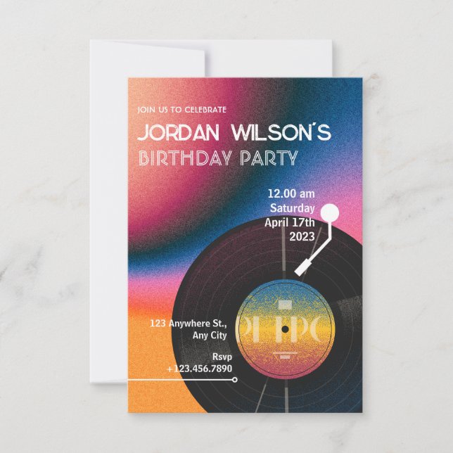 Invitation Vinyl coloré rétro (Devant)