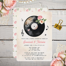 Vinyl Record Floral Aquarelle Couples Douche