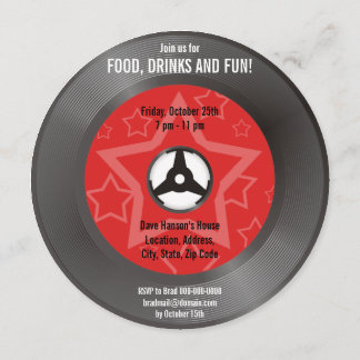 Invitation Vinyl Retro Party Rouge