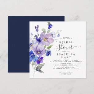 Invitation Viola Floral Violet bleu marine Flower Fête des ma
