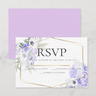 Invitation Violet Anémonique Floral Mariage RSVP