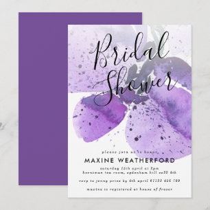 Invitation Violet Aquarelle Orchidée nuptiale douche Invitati