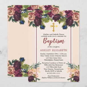 Invitation Violet   Baptême floral d'aquarelle