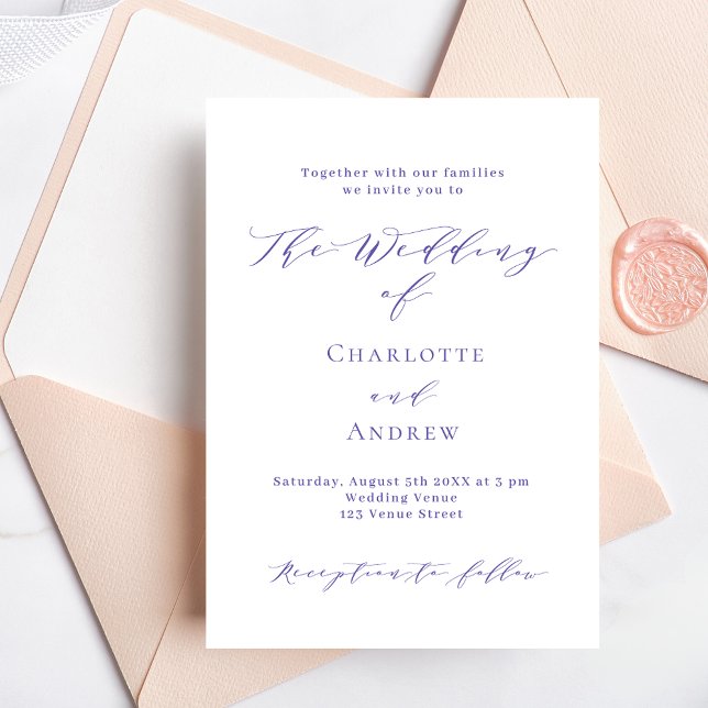 Invitation Violet blanc simple mariage de script formel (Créateur téléchargé)