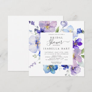 Invitation Violet bleu Mauve Pansy Viola Fête des mariées flo
