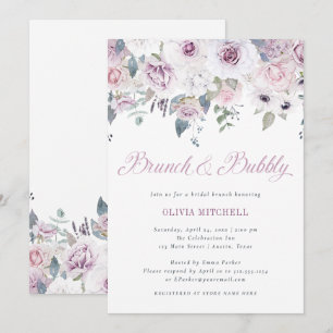 Invitation Violet   Brunch nuptial floral et bulle