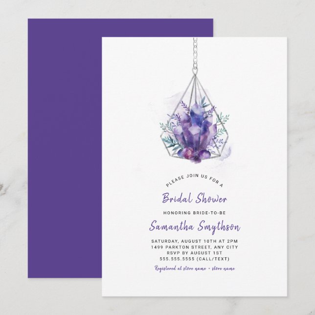 Invitation Violet Crystal Bridal Shower Invitations, violet (Devant / Derrière)