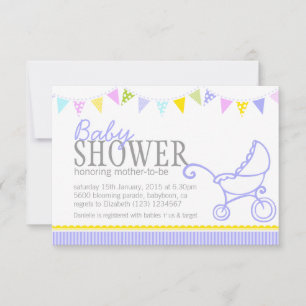 invitation violet de poussette de Baby shower à br