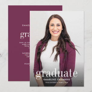 Invitation Violet   Fête de graduation photo décontractée