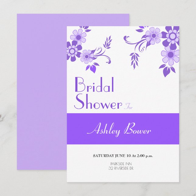 Invitation Violet floral (Devant / Derrière)
