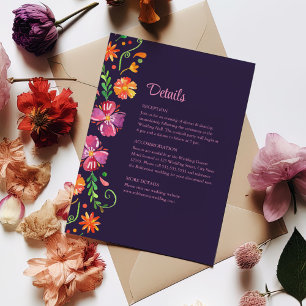 Invitation Violet Floral Fiesta mexicaine Détails du Mariage