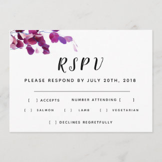 Invitation Violet Floral Mariage RSPV