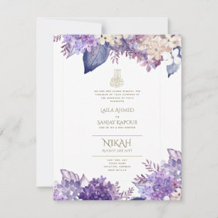 Invitation Violet Floral Nikah Walimah Mariage islamique Invi