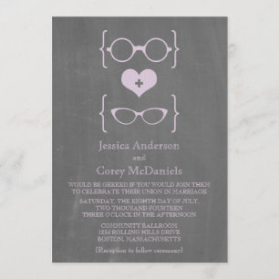 Invitation Violet Geeky Lunettes Chalkboard Mariage Inviter