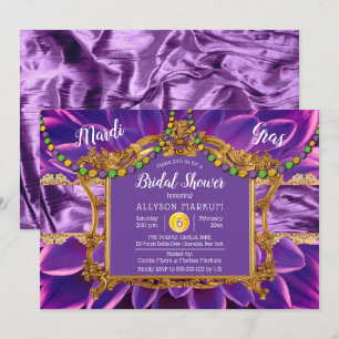 Invitation Violet   Gold Floral Mardi Gras Fête des mariées