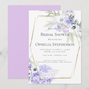 Invitation Violet Hydrangea et Anemone Bouquet floral