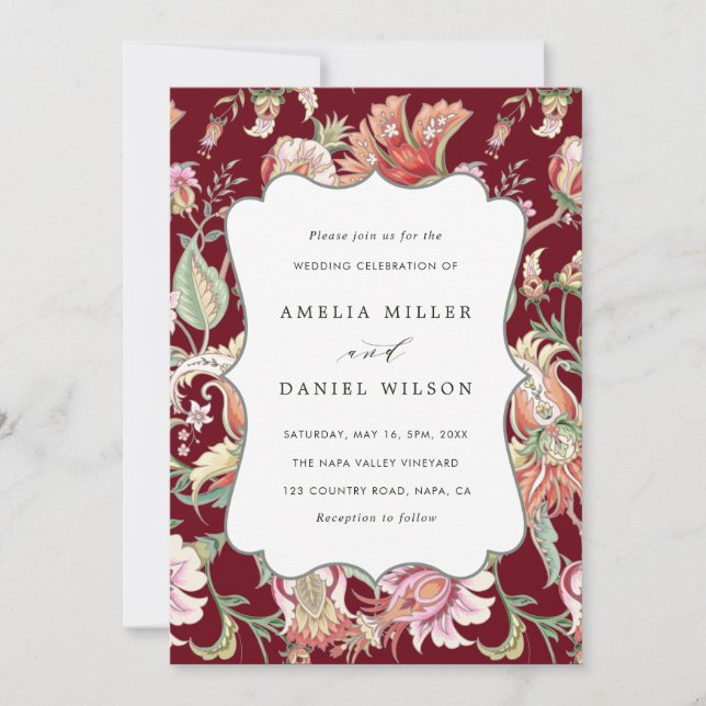 Invitation Violet | Imaginaire tropical Boho Floral Mariage (Devant)