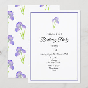 Invitation Violet Iris et Iris Motif