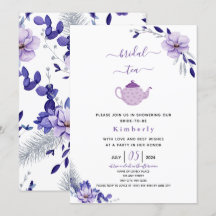 Violet Lavande et Argent Floral Thé nuptial