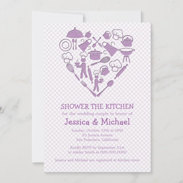 Invitation Violet Lilac Mariage Couple Douche | Kitchen Invit (Devant)