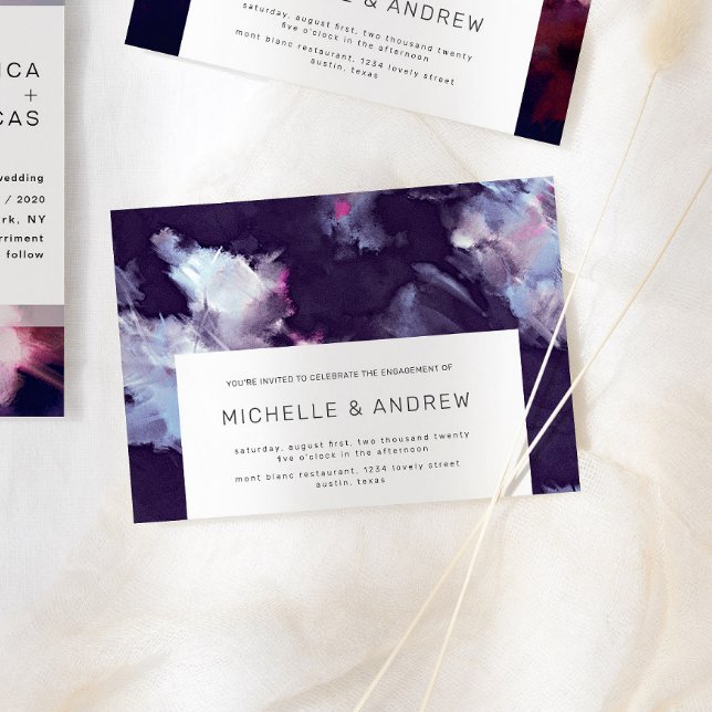 Invitation Violet moderne pinceau Stroke Engagement Party (Créateur téléchargé)