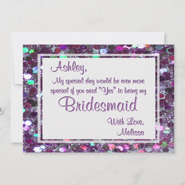 Invitation Violet Parties scintillant Glam Tu Seras Ma Servan (Devant)