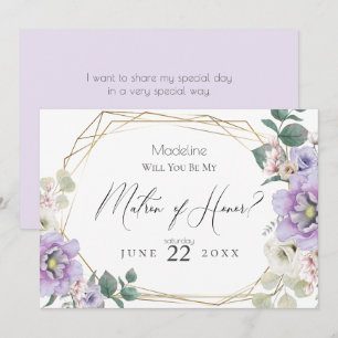 Invitation Violet Peony Flower Serez-vous mon maître d'honneu