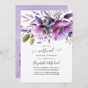 Invitation Violet Poppy Floral Mariage virtuel en ligne