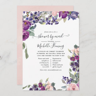 Invitation Violet, prune et Baby shower brouillon par courrie