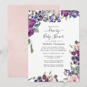 Invitation Violet, prune et blush Drive By Shower